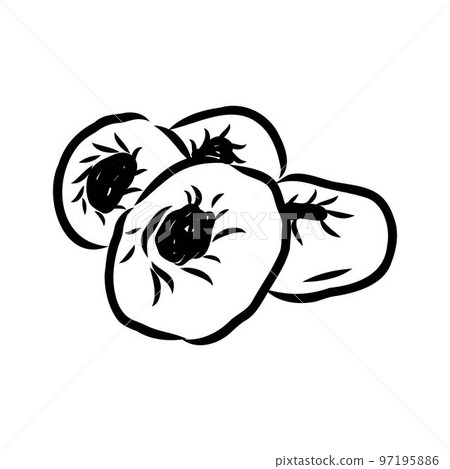 Indian, Asian food delicious samsa. Vector hand drawn illustration.sketch Indian, Asian food delicious samsa. Vector hand drawn illustration.sketch 97195886
