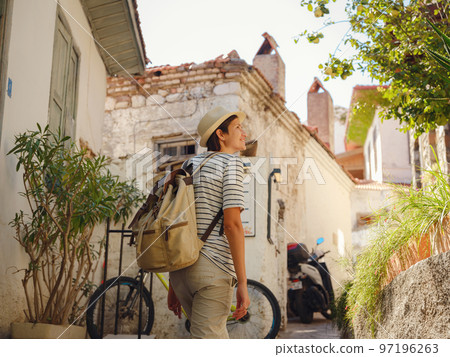 Tourist Woman on Beautiful Streets of old Marmaris. Tourist Woman on Beautiful Streets of old Marmaris. 97196263