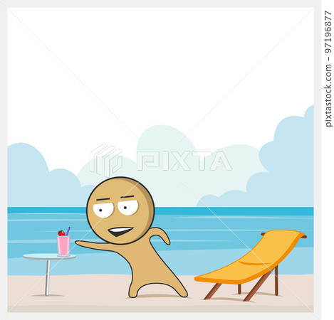 Man on vacation on the beach with a cocktail Man on vacation on the beach with a cocktail 97196877