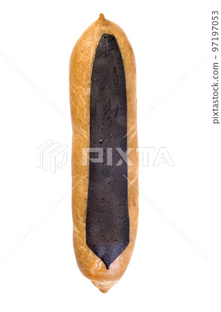 Traditional eclair with chocolate, on the white isolated background Traditional eclair with chocolate, on the white isolated background 97197053