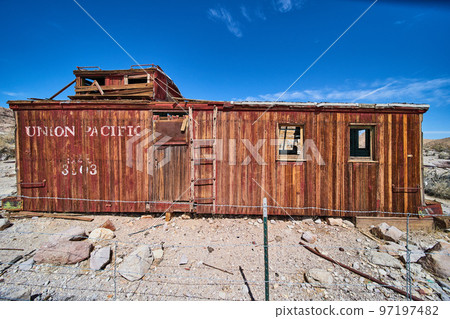Union Pacific full train cart abandoned in ghost town 97197482