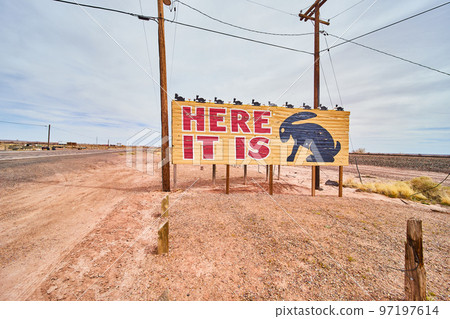 View of Here It Is Jack Rabbit Trading Post ad on Route 66 View of Here It Is Jack Rabbit Trading Post ad on Route 66 97197614
