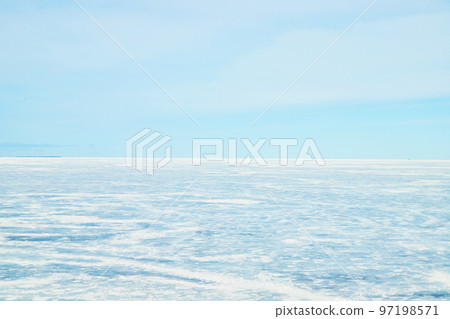 View from Mackinaw bridge of frozen lake in winter View from Mackinaw bridge of frozen lake in winter 97198571