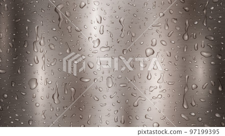 Metal background with drops and streaks of water Metal background with drops and streaks of water 97199395