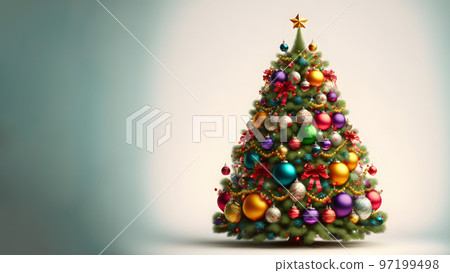 decorated Christmas tree on white background, neural network generated art 97199498