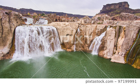 Up close to Shoshone Falls from aerial view in Idaho Up close to Shoshone Falls from aerial view in Idaho 97199991