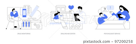 Abuse rehabilitation abstract concept vector illustrations. 97200258