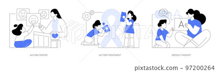 Kids with special needs help abstract concept vector illustrations. Kids with special needs help abstract concept vector illustrations. 97200264