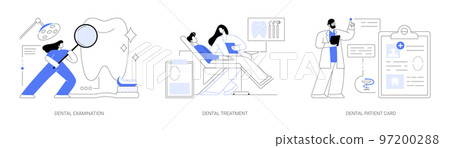Dental care service abstract concept vector illustrations. 97200288