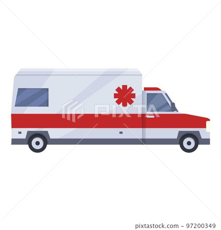 Bed ambulance icon cartoon vector. Emergency vehicle. Modern van Bed ambulance icon cartoon vector. Emergency vehicle. Modern van 97200349