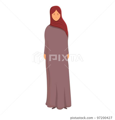 Saudi woman icon cartoon vector. Muslim fashion. Women hijab Saudi woman icon cartoon vector. Muslim fashion. Women hijab 97200427