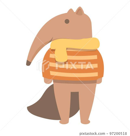 Anteater winter cloth icon cartoon vector. Ant animal. Cute mammal Anteater winter cloth icon cartoon vector. Ant animal. Cute mammal 97200518