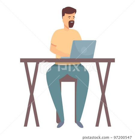 Remote work icon cartoon vector. Online education. Smart social 97200547