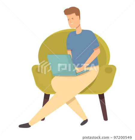 Remote armchair work icon cartoon vector. Online education. Smart social Remote armchair work icon cartoon vector. Online education. Smart social 97200549