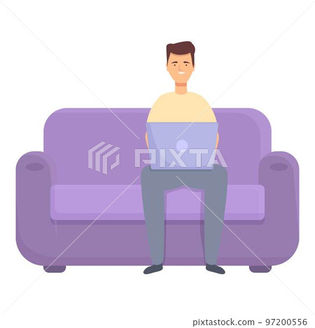 Home sofa work icon cartoon vector. Online education. Freelancer digital 97200556