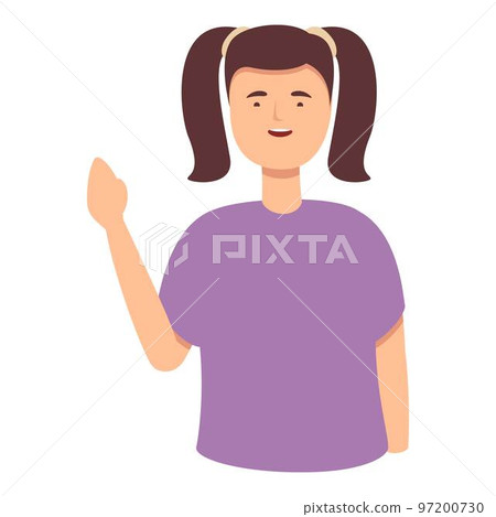 Girl down handicap icon cartoon vector. Child day. Medicine support Girl down handicap icon cartoon vector. Child day. Medicine support 97200730