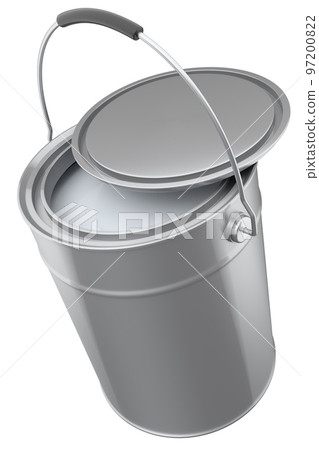 Open metal can or buckets of paint with handle on white background. Open metal can or buckets of paint with handle on white background. 97200822