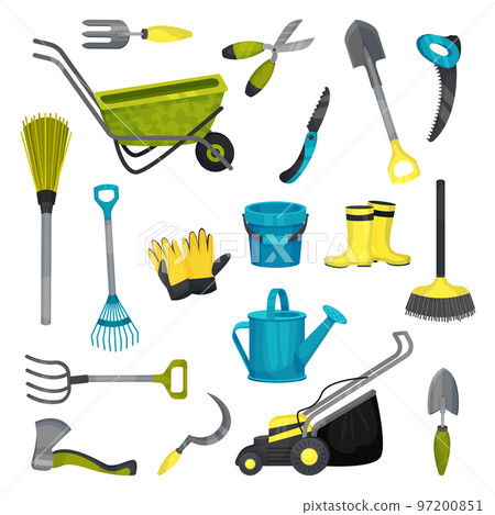 Garden Tools and Items for Agriculture and Soil Cultivation Big Vector Set 97200851