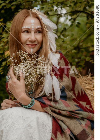 Beautiful young bride in a boho dress. Beautiful young bride in a boho dress. 97201090