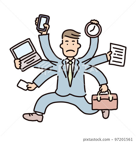 Business _ person _ male _ suit _ whole body _ multitasking Business _ person _ male _ suit _ whole body _ multitasking 97201561