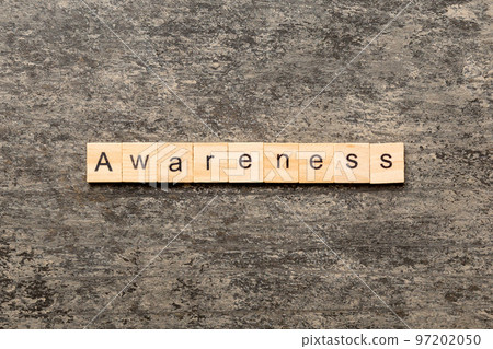 awareness word written on wood block. awareness text on table, concept awareness word written on wood block. awareness text on table, concept 97202050