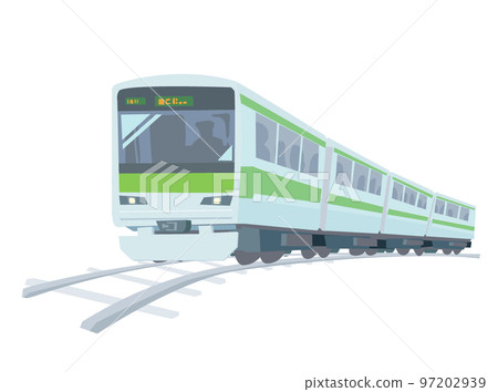 在鐵軌上運行的山手線的矢量圖 97202939