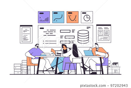 businesspeople analyzing financial data on charts and graphs planning report market analysis accounting teamwork 97202943