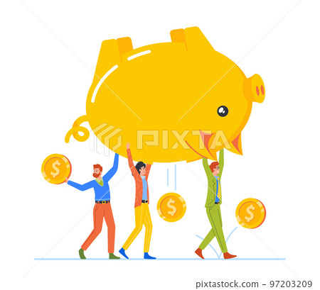 Money Loss, Improper Distribution Of Funds And Savings, Financial Bankruptcy Concept. Tiny Colleagues Men And Women 97203209