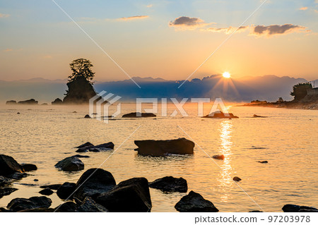 Sunrise and Autumn Amaharashi Beach Takaoka City, Toyama Prefecture 97203978