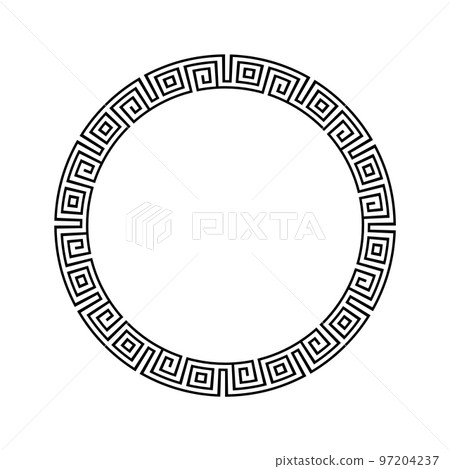 Greek circle pattern border. Vector round greek frame ornament ancient circular design background Greek circle pattern border. Vector round greek frame ornament ancient circular design background 97204237