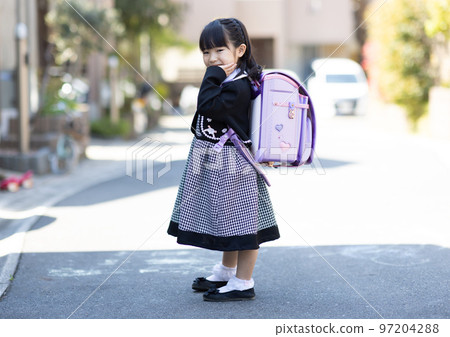 First grader entering elementary school First grader entering elementary school 97204288