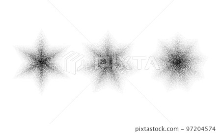 Dotted grain stars set. Black noise texture asterisks collection. Black stipple flares. Halftone sparkles. Vector  97204574