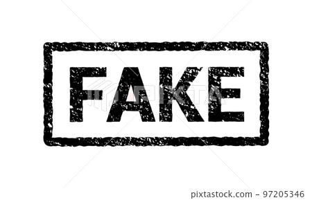 Fake stamp vector black grunge rubber sign. Fake seal stamp background isolated. 97205346