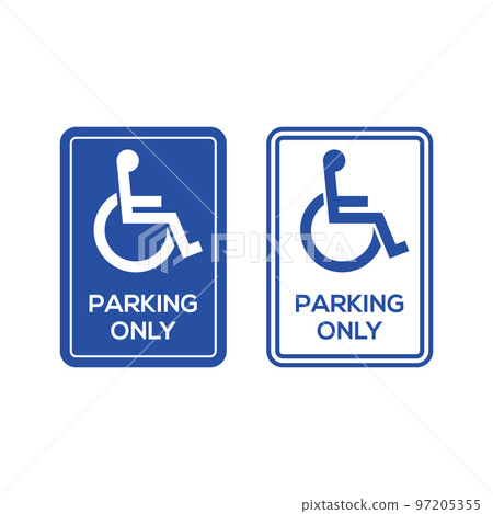 Disabled hadicap parking only sign. Special accessible traffic vector park symbol access pictogram. 97205355