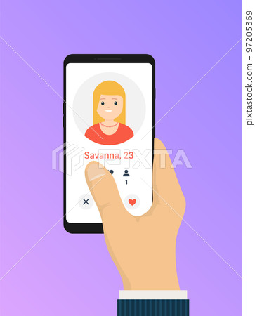 Dating app online mobile concept. Female male profile flat design. Couple match for relationship Dating app online mobile concept. Female male profile flat design. Couple match for relationship 97205369