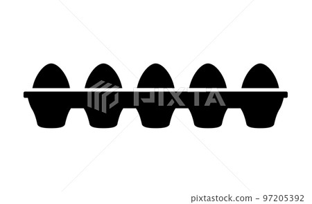 Vector egg carton pack. Eggs container box cooking food cardboard black icon. 97205392
