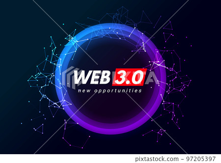 Web 3 world technology digital background. Web3 planet future internet new version blockchain 97205397
