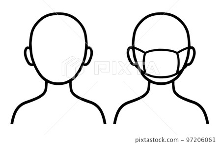 People wearing masks, people removing them, silhouettes People wearing masks, people removing them, silhouettes 97206061