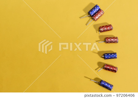 Diwali festival handmade bomb isolated on yellow background, Diwali festival handmade bomb isolated on yellow background, 97206406