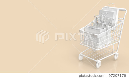 The white shopping cart for market or business concept 3d rendering 97207176