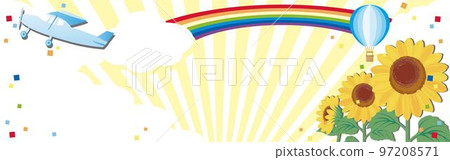Airplane, balloon and sunflower banner copy space background illustration material 97208571