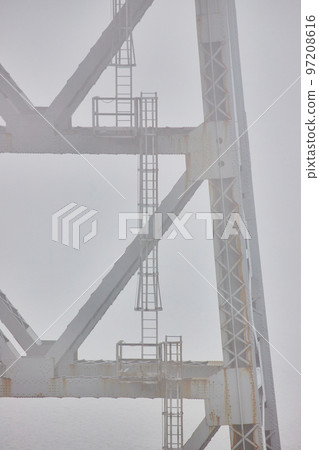 Weather foggy morning steel bridge foundation ladders soft 97208616