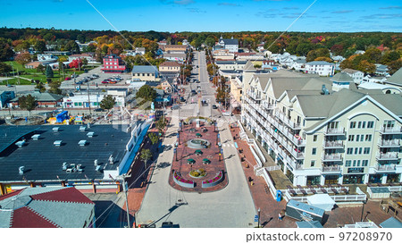 Aerial of shopping district in Maine Old Orchard Beach Aerial of shopping district in Maine Old Orchard Beach 97208970