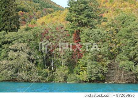 田澤湖和湖邊的秋葉 田澤湖和湖邊的秋葉 97209656