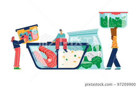 Frozen and storage of food for conservation and preservation, vector isolated. 97209900