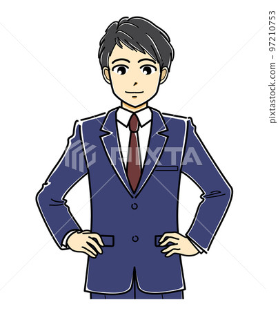 雙手叉腰站立的西裝青年（上半身） 97210753