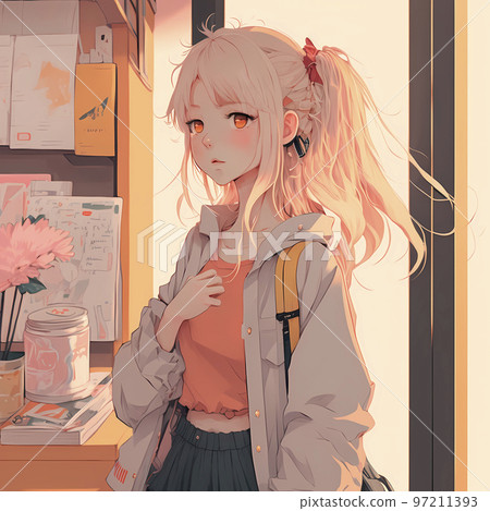 Anime Girl Cute Girl Happy Kawaii Digital Art Anime - Etsy