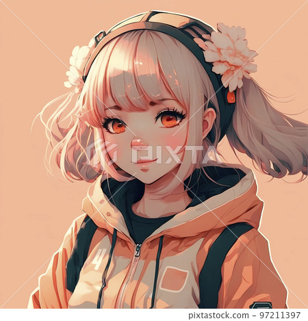 Cute anime girl. AI Stock Illustration