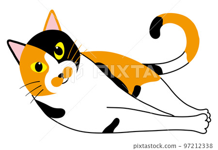 Illustration of a lying calico cat Illustration of a lying calico cat 97212338
