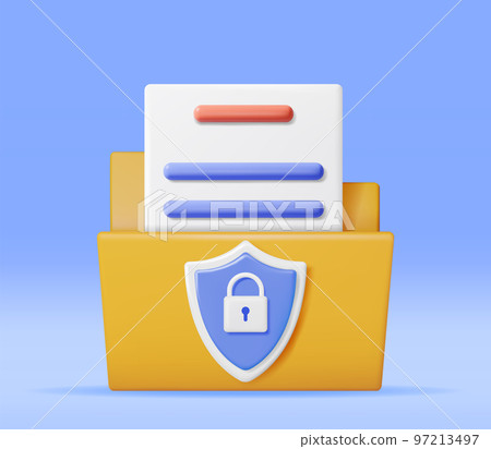 3D Document Folder with Padlock in Shield 3D Document Folder with Padlock in Shield 97213497